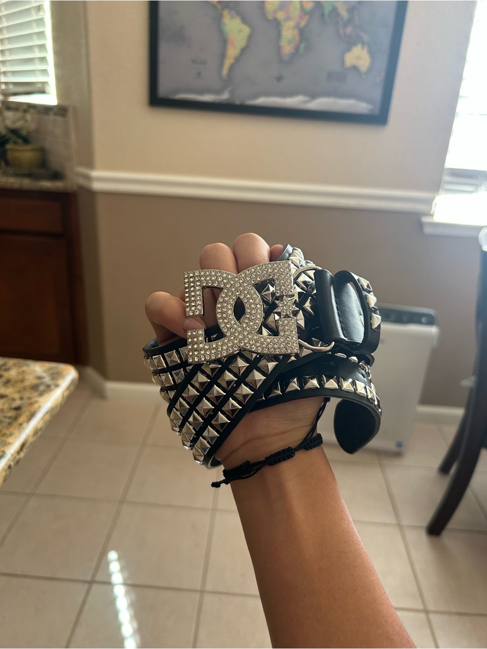 DC Women's Black Studded Belt adjustable